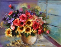 cap137_saigonclayart_sunflower_and_daisy_30x40cm